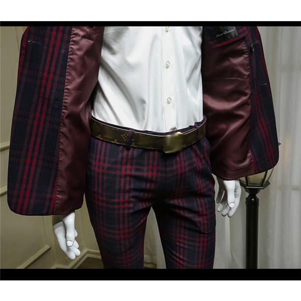 ツーピース セレモニースーツ ダブルブレストスーツ メンズ セットアップ ワインレッドチェック柄 細身 紳士服 結婚式 春秋 2点セット Eg017x1 グレースショップ 通販 Yahoo ショッピング