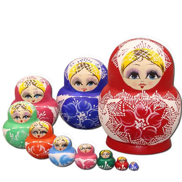 マトリョーシカ 人形 オブジェ 10個組15センチ レッド 工芸品 木製品 洋風 ロシア風 ギフト プレゼント かわいい 雑貨 人形 インテリア 手描き 北欧雑貨 Ja013h2 グレースショップ 通販 Yahoo ショッピング