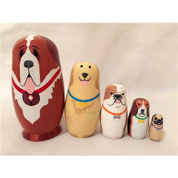 マトリョーシカ アニマル オブジェ 5個組 工芸品 逸品 洋風 動物