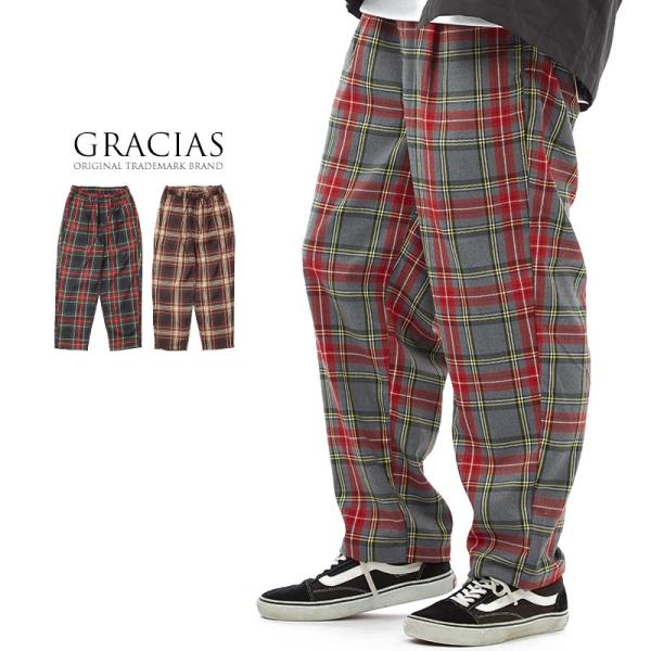 ワイドパンツ チェック メンズ バギーパンツ チェック柄 パンツ テーパードパンツ チェックパンツ ダンス衣装 赤 レッド スラックス Buyee Servicio De Proxy Japones Buyee Compra En Japon