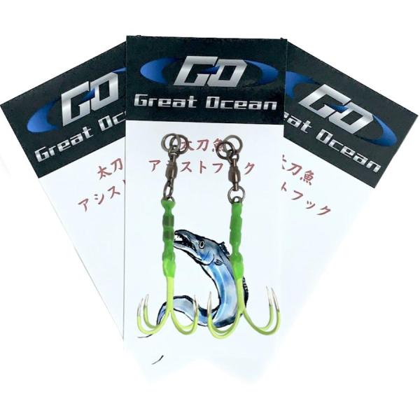 【釣針】4本針バーブレスアシストフック 【入数】2本 【サイズ】M＆L【セット】1セット（2本入）、3セット（2本入×3）、５セット（2本入×5）　【特徴】太刀魚・タチウオメタルジグ・アシストフック、カットウフグ用釣針にも最適【仕様】蓄光チ...