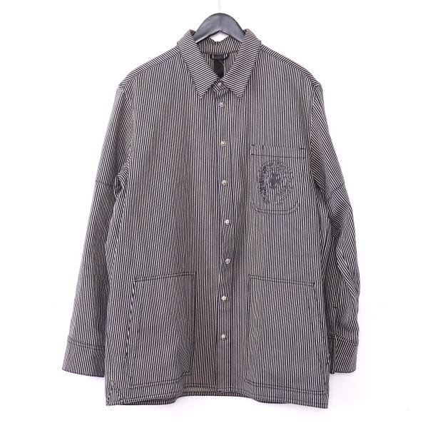 クロムハーツ CHROME HEARTS last bite stripe shirt ネイビー XLサイズ ラストバイトストライプ 長袖シャツ