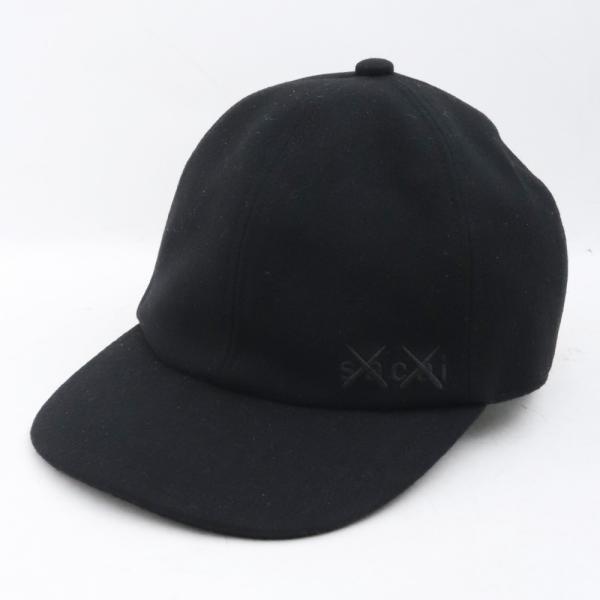 SACAI × KAWS Melton cap サイズ3 ブラック 21-0289S サカイ