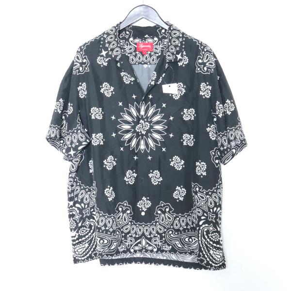 SUPREME 21SS BANDANA SILK S/S SHIRT ブラック L