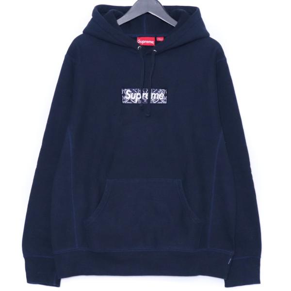 SUPREME Bandana Box Logo Hooded Sweatshirt Mサイズ ネイビー