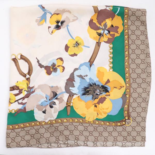 gucci グッチ　スカーフ GGマーク タグ付き　美品 GUCCI】シルク スカーフ GG モノグラム ピンク 送料関税込