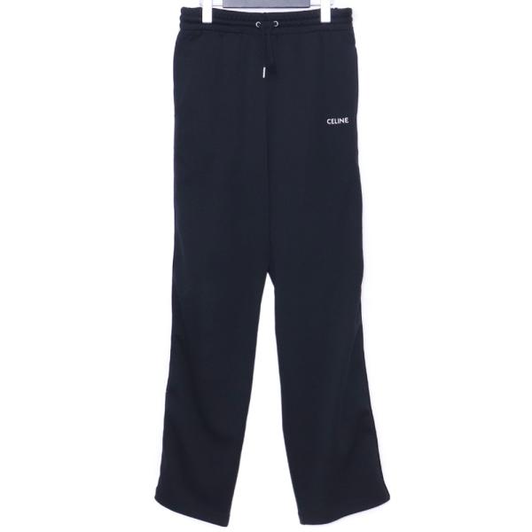 極美品　CELINE ブラック パンツ　サイドラインロゴ刺繍 極美品 CELINE ブラック パンツ サイドラインロゴ刺繍 極美品 CELINE
