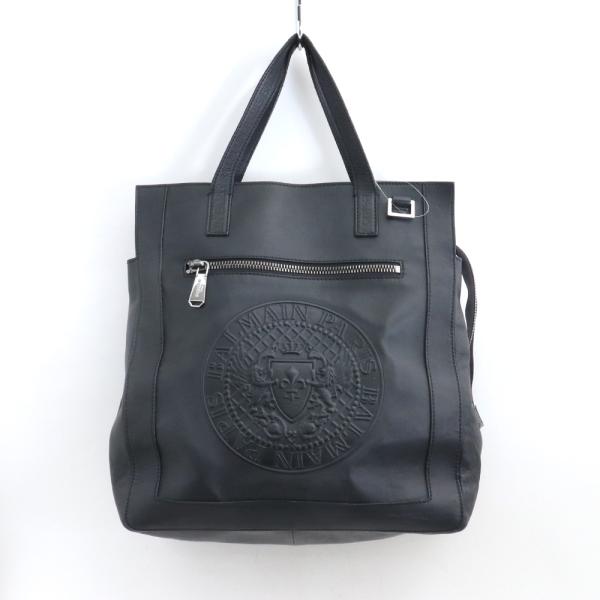 BALMAIN レザートートバッグ ブラック バルマン leather tote bag ロゴ