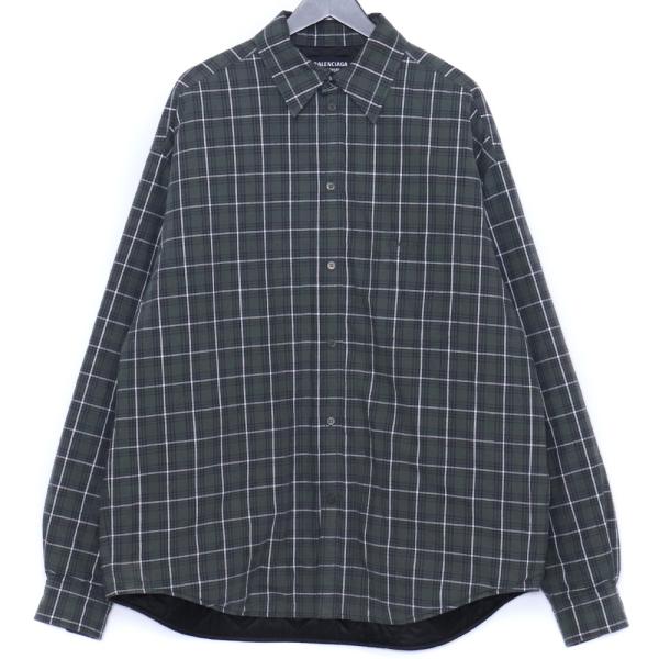 BALENCIAGA チェック柄オーバーサイズパデット中綿長袖シャツ