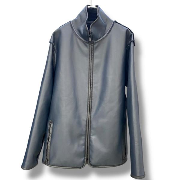NEEDLES フェイクレザー ジップアップ ジャケット Sサイズ ネイビー