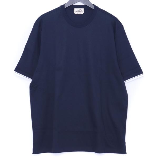 トップス HERMES bkt050002 未使用 HERMES ピキュール・セリエ ディテール付き Tシャツ XLサイズ