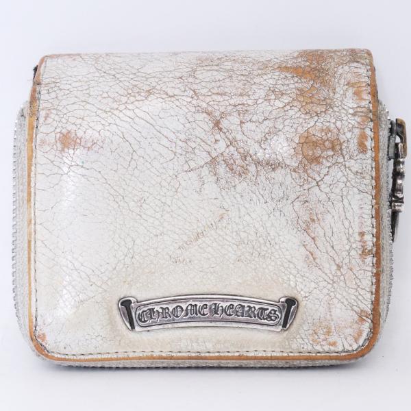 CHROME HEARTS スクエアジップ ビルウォレット ホワイト クロム