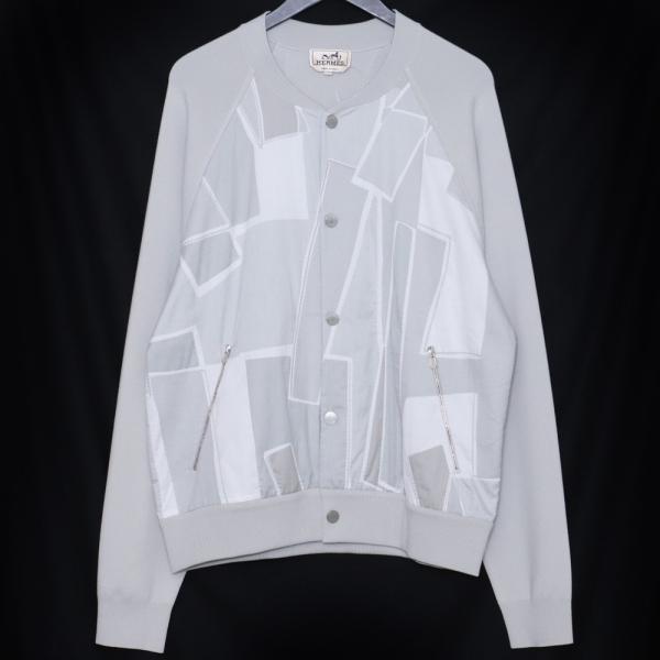 未使用 HERMES Hシネティック ウールニットブルゾン Lサイズ グレー