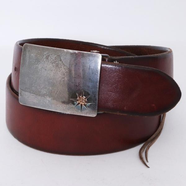 GORO'S 4cm 可動式 角バックル ベルト サイズ80 こげ茶 ゴローズ 印台