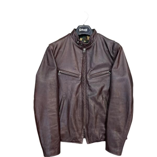 A BATHING APE × SCHOTT カウレザーシングルライダース ジャケット