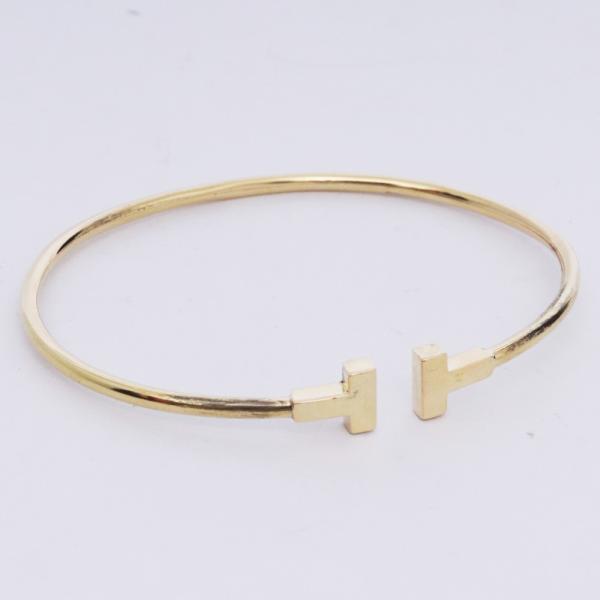 TIFFANY&CO. 18KYG Tワイヤー ナロー バングル イエローゴールド