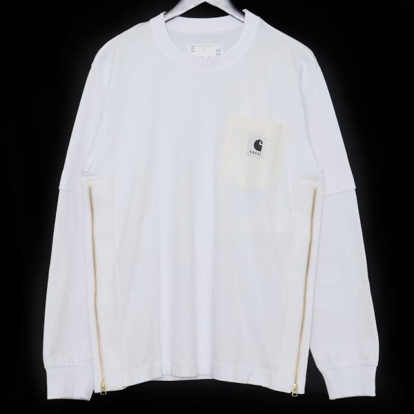 未使用 SACAI × CARHARTT WIP L/S T-Shirt サイズ2 ホワイト 24 未使用 SACAI × CARHARTT WIP L/S T-Shirt サイズ2 ホワイト 24
