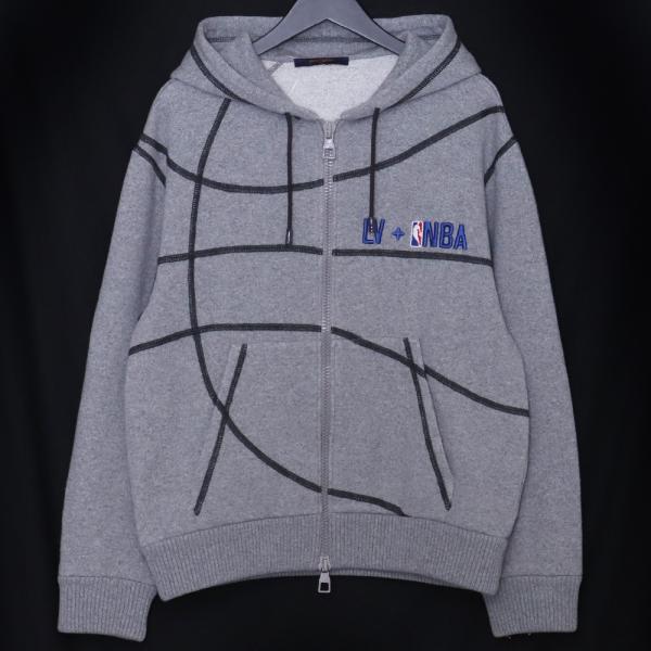 LOUIS VUITTON × NBA ジップアップパーカー カシミヤ混 ロゴ刺繍入り M