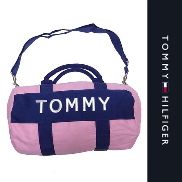 新品 TOMMY HILFIGER BOSTON BAG トミー ヒルフィガー ボストンバッグ ピンク ネイビー 手さげ かばん ダッフルバッグ  正規品 (L0514-THG0001)