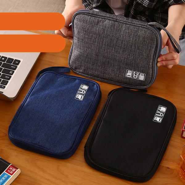 ガジェットポーチ トラベルポーチ モバイル用品 小物入れ 収納ポーチ 防水 撥水 大容量 EVA材 PVC加工