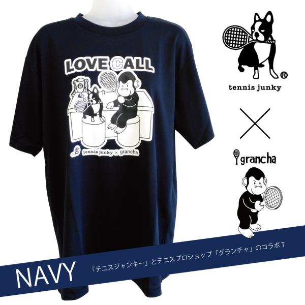 ネコポス便送料無料 テニスジャンキー テニスプロショップ グランチャ コラボｔシャツ ネイビー Lovecall Nv テニスプロショップグランチャ 通販 Yahoo ショッピング