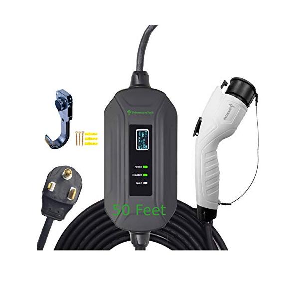 人気アイテムPRIMECOM Level 2 EV Charger 220/240 V、16 A、30 ft&50 ft、ボルトボルトリーフに対応したポータブルEVSE電気自動車充電ケーブルBMW i 3 Fiat 500 e Clar