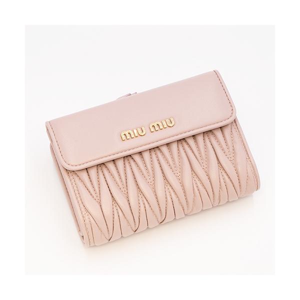 大人気商品 黒 小物 ミュウミュウ 三つ折り財布 Miumiu マテラッセ レザー 箱付き Sparkles Miryou