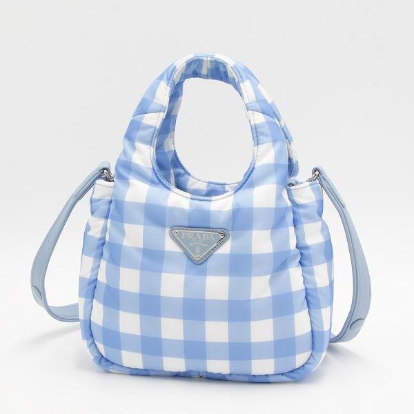ゆこ)PRADA ライトブルー ハンドバッグ ショルダーストラップ付き ゆこ