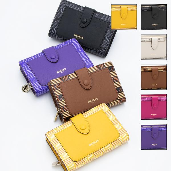 【未使用】 MOREAU 折り財布 オレンジ ネイビー フラップ 未使用】 MOREAU 折り財布 オレンジ ネイビー フラップ