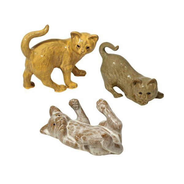 3点 1セット 園芸用品 陶製ガーデンオーナメント 園芸用品 ネコタイプ 長さ29cm イタリア製 イタリア製 やんちゃな猫 プランター ストローファーム Ds Grandfleurs