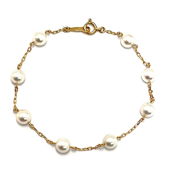 MIKIMOTO（ミキモト） パールブレスレット K18YG ステーション 5.2~5.4