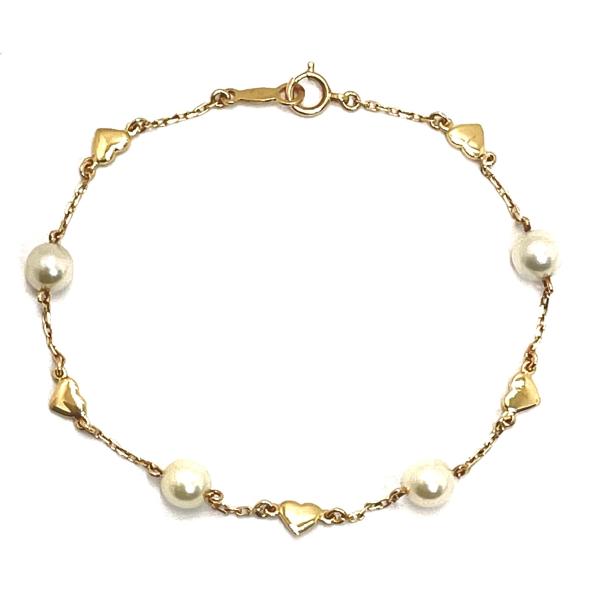 MIKIMOTO（ミキモト） パールブレスレット K18YG 5.4~5.5mm ハート 