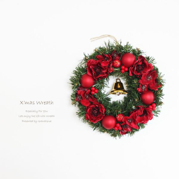 クリスマスリース 直径約23ｃｍ 送料無料 アーティフィシャルフラワー 造花 玄関飾り X-3391
