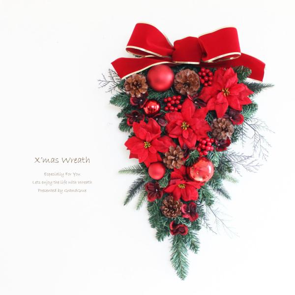 クリスマス リース 送料無料 スワッグ レッド系 ポインセチア