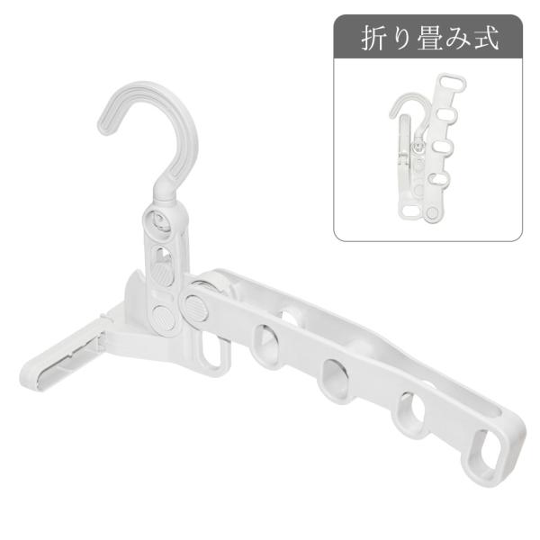 洗濯物を干す際や衣類の収納に使用できる、折り畳み式のハンガーフックです。最大5本のハンガーの吊り下げが可能。ドアやクローゼット、バスルームなど様々な場所に合わせて、形状を変化させることができます。コンパクトに折り畳むことができ、使用しない時...