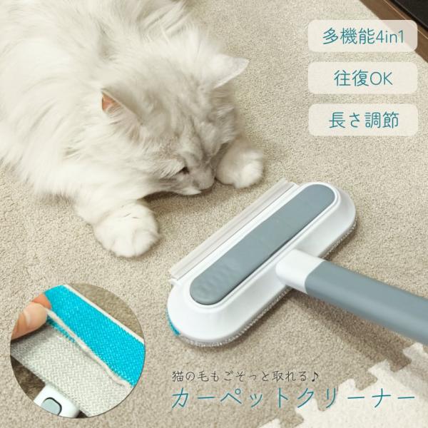 カーペットクリーナー 猫の毛取り ブラシ 双方向 往復 対応 ペット 抜け毛 犬 ラグ 掃除