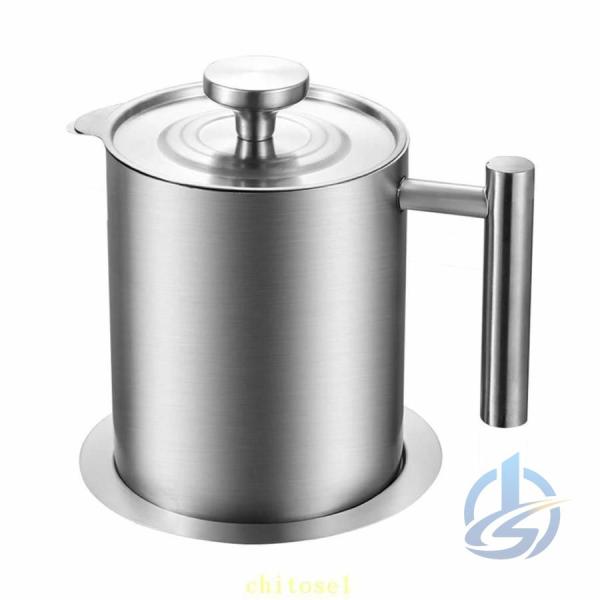 受け皿付き オイルポット 1.2L 1.8L フィルター 油こし器 ステンレス製 油ポットゾンチーあぶらこしポット 油缶 キッチン用品 残留物をろ過 油ろ過器 油濾過器