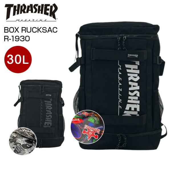 THRASHER  BOX RUCKSAC R-1930 スクエアリュック 30L  スラッシャー リュック リュックサック ブラック 大容量  PCポケット