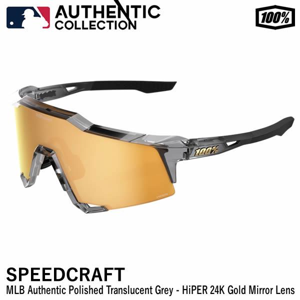 【即日発送可】100%（ワンハンドレッド） 60007-10077 スピードクラフト MLB Authentic Polished Translucent Grey - HiPER 24K Gold Mirror Lens サングラス