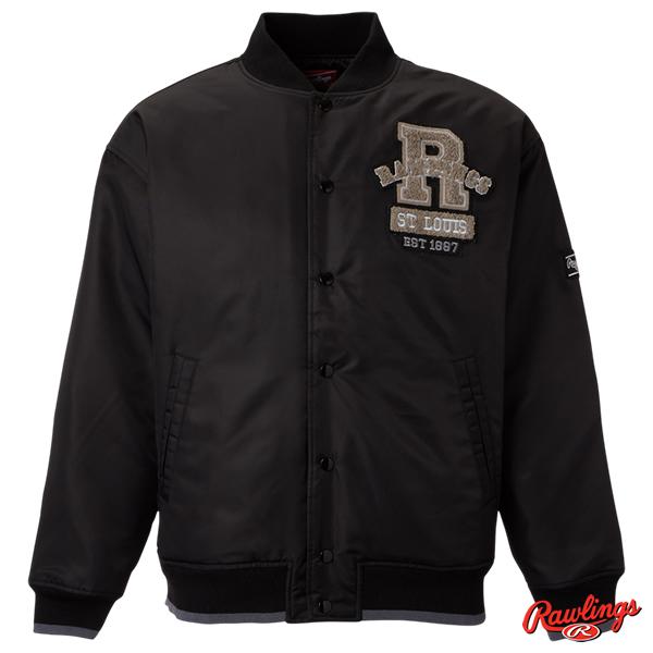 【即日発送可】ローリングス（Rawlings） AOS16F10 ツイルパデットバーシティジャケット ブラック TWILL PADDED VARSITY JACKET 野球