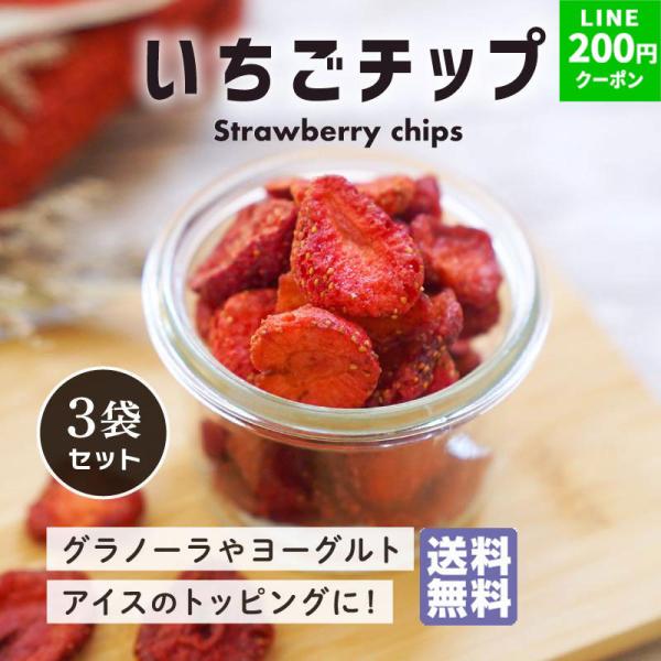 ドライフルーツ いちご イチゴ チップス 20g 3袋 果物 苺 いちご ギフト ナッツ ドライフルーツ フルーツ 小分け お菓子 クノップ ポイント消化 送料無料 爆買