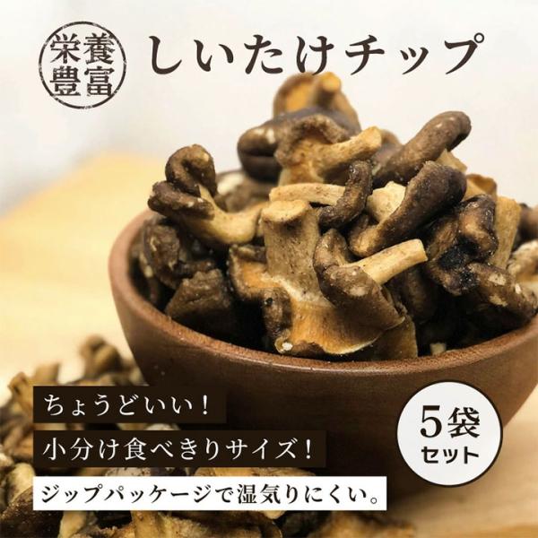 しいたけスナック しいたけチップ 40g 5袋セット しいたけ 椎茸 おつまみ おやつ 低カロリー シイタケ 塩味 野菜チップス クノップ 爆買