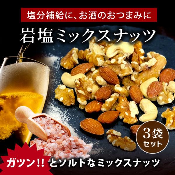 ミックスナッツ 有塩 岩塩ミックスナッツ 49g 3袋 塩味が濃いめ 究極の岩塩 ジュラシックソルト アーモンド カシューナッツ くるみ クノップ 爆買