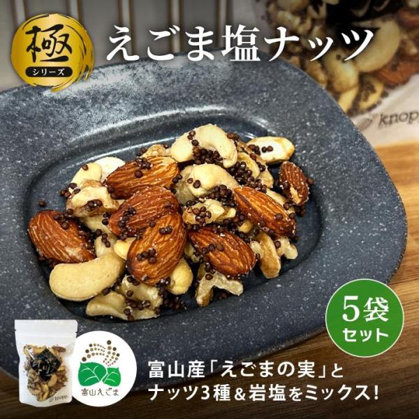 《極》えごま塩ナッツ 52g 5袋 オメガ3 くるみ アーモンド カシューナッツ ヘルシー おやつ おつまみ 手土産 富山えごま認定商品 クノップ 爆買