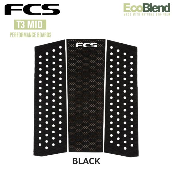 FCS（エフシーエス）デッキパッド・T-3　MID　ECOパッドブラック新品 Amazon.com: FCS T-3 MID ECO (BLACK) Deck Pad for Short Board