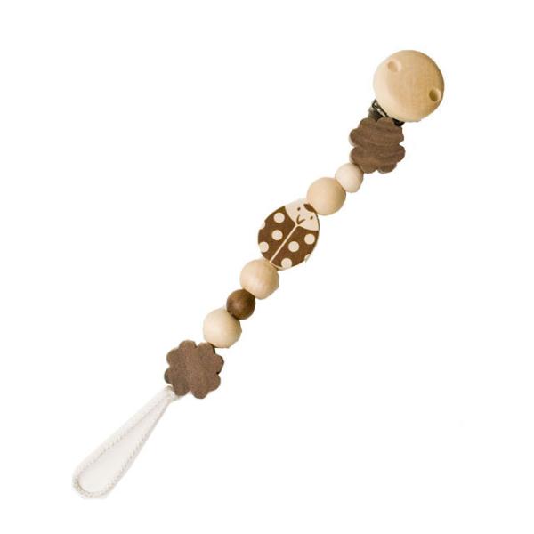 ビーズの先にある紐におしゃぶりをつけることが出来る木のおもちゃホルダーです。片側はクリップになっており、衣服やスタイにつけておもちゃの落下や紛失を防止する便利グッズ。どんなお洋服やおもちゃにもなじむナチュラルカラーはおしゃれなママに大人気！...
