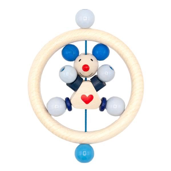 握りやすく、舐めやすく、振りやすい。赤ちゃんにとって3拍子そろったかわいいネズミさんの木のおもちゃ。両手でカップを持つイメージで、左右の手で同時にしっかり握れるサイズです。 振るとねずみちゃんが動いてカチャカチャ♪優しい天然木の音に赤ちゃん...