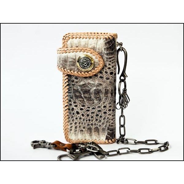 GODANE ゴダン ハンドメイド カイマン クロコ革 バイカーズ ウォレット