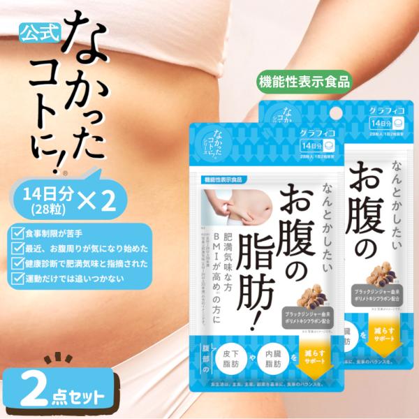 サプリメント お腹の脂肪！28粒×2個セット サプリ なかったことに！ 機能性表示食品 内臓脂肪 皮下脂肪 減らす サポート 肥満 解消 BMI ブラックジンジャー