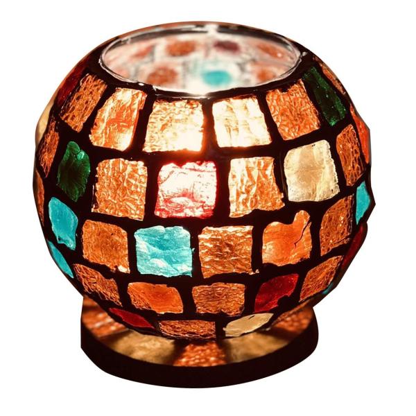 テーブルランプ モザイクガラス ステンドグラス風 手作り 間接照明 ミニランプ Color Stone Lagence Sausheim Fr